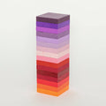 Block Design Warm Gradient Tower, a wooden tumbling tower game with painted blocks in a pink, coral and red gradient, image 2
