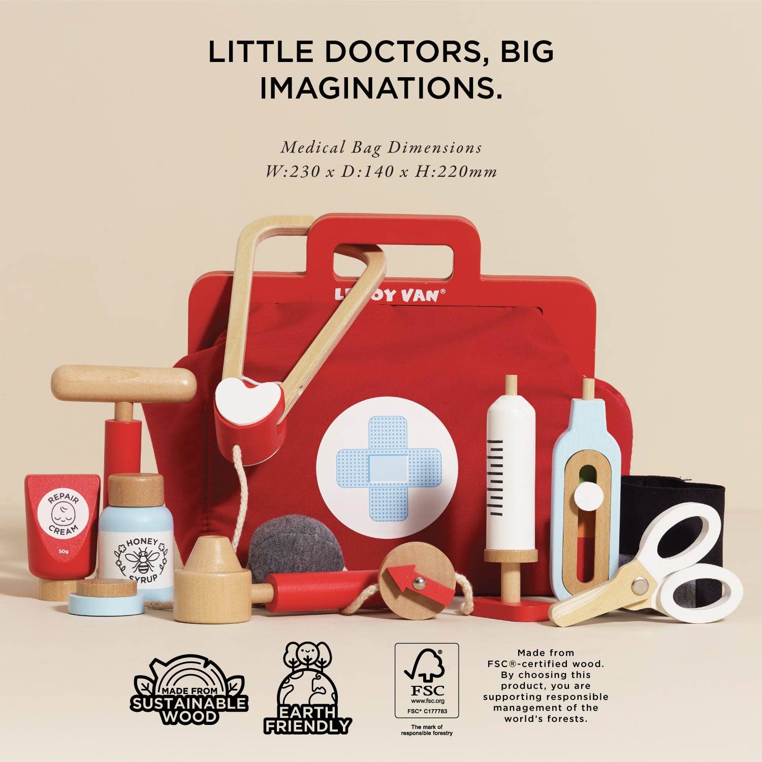 Vintage Doctor Roleplay Wooden Kit