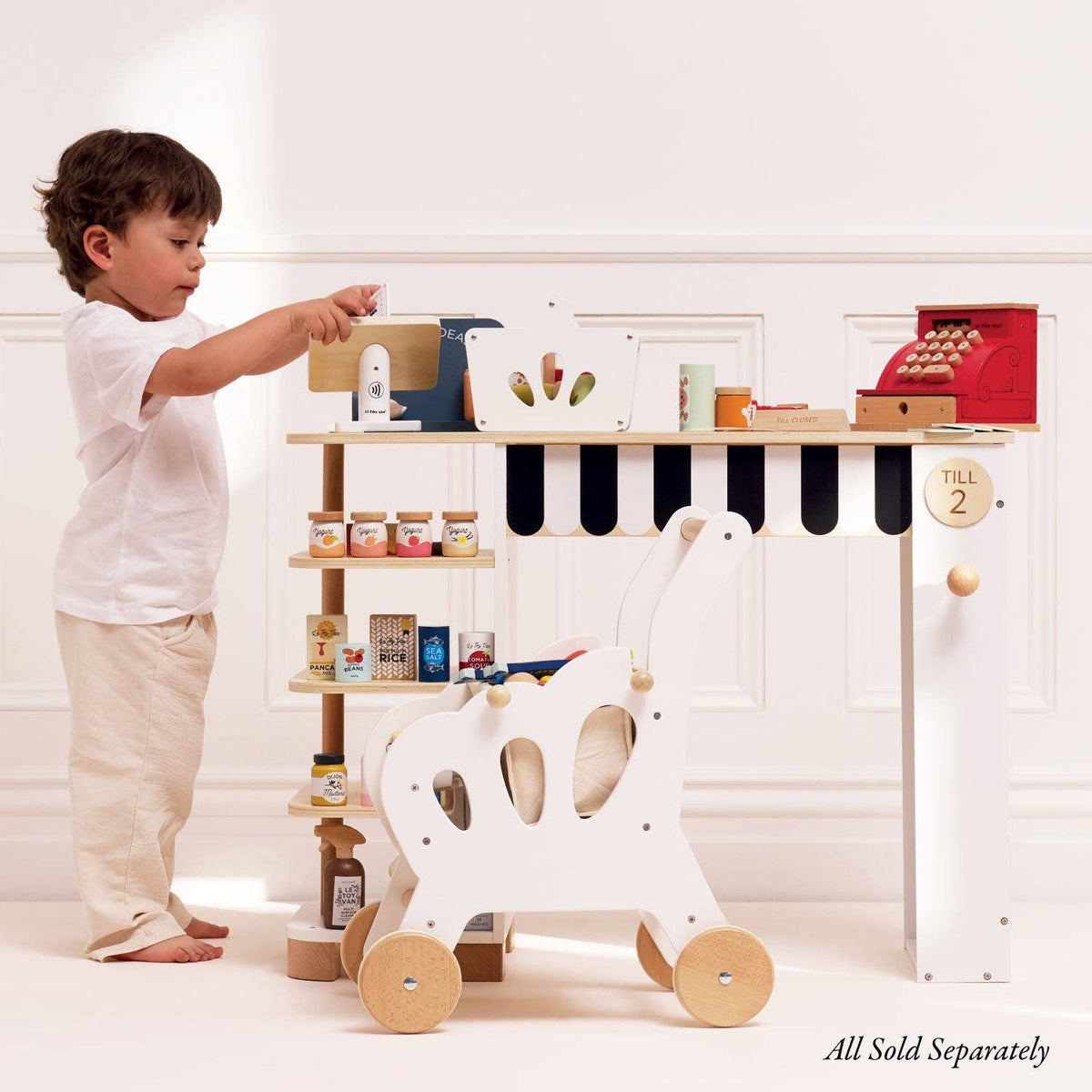 Le Toy Van Wooden Shop Till, Cash Register & Money