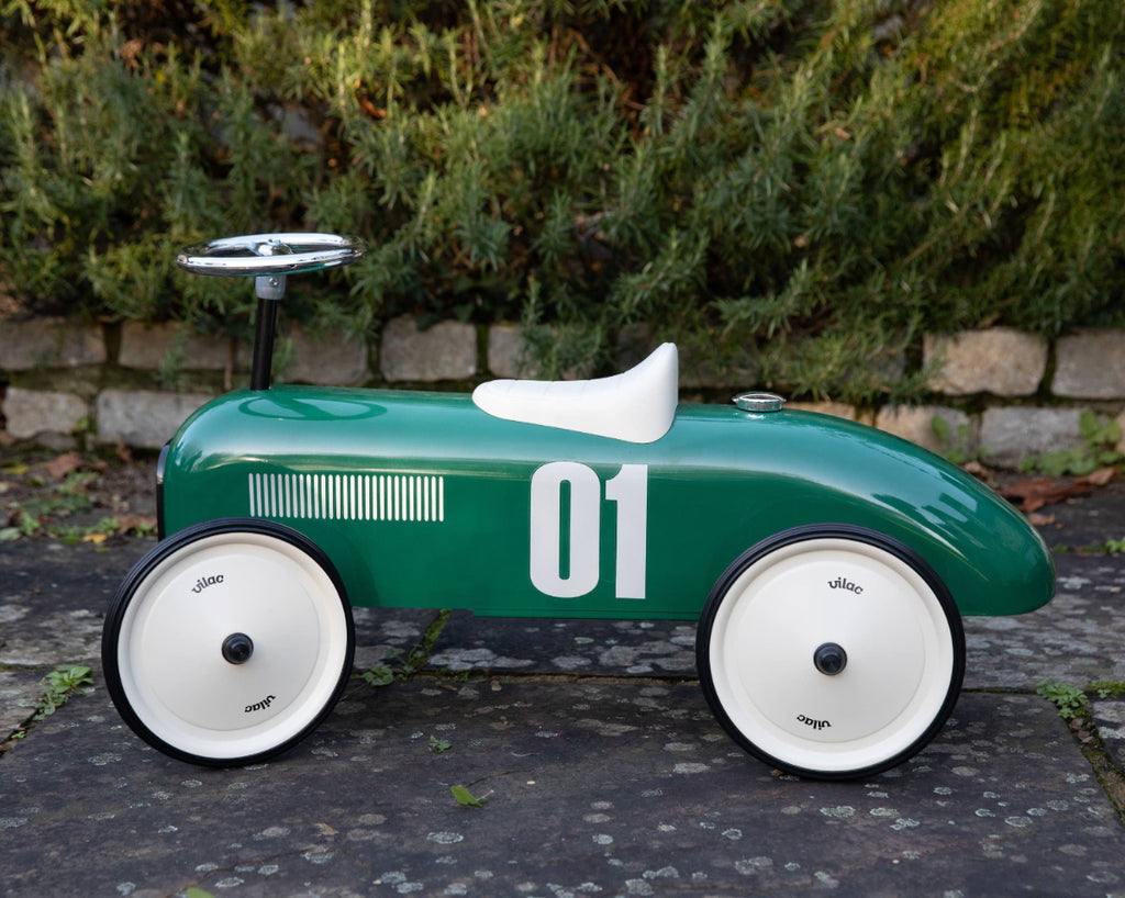 Metal British Racing Green Ride-On Car Vintage Style