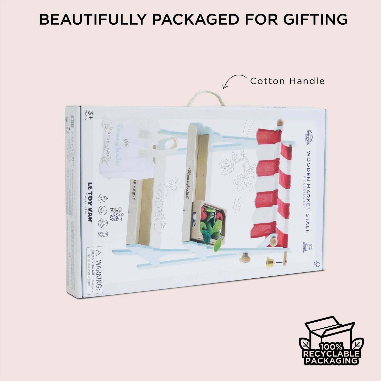 Let Toy Van Wooden Market Stall & Fruit Play Food Crate