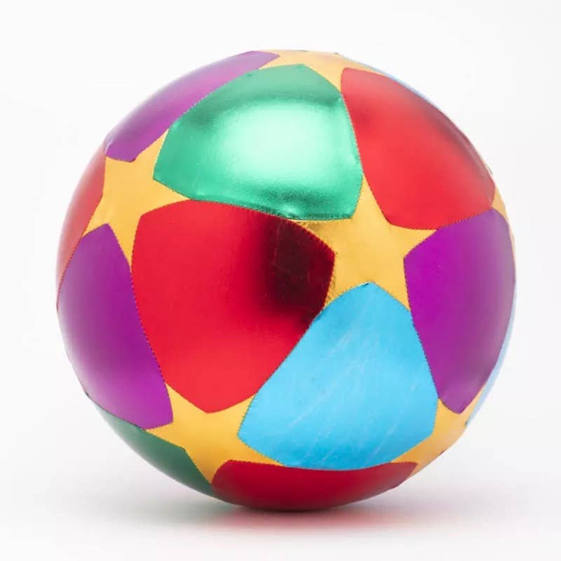 Colorful ball with geometric patterns on a white background