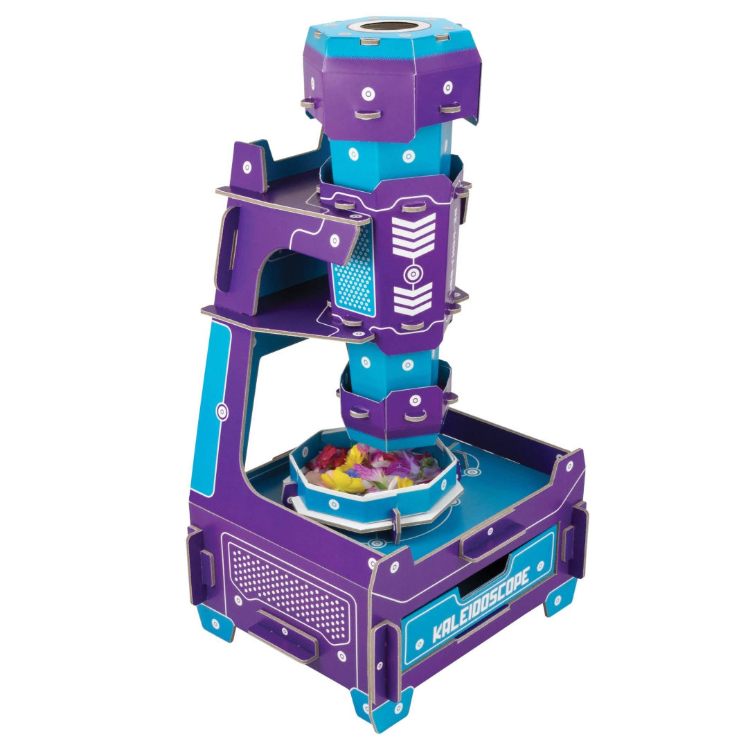 Purple and blue kaleidoscope with multiple levels on a white background