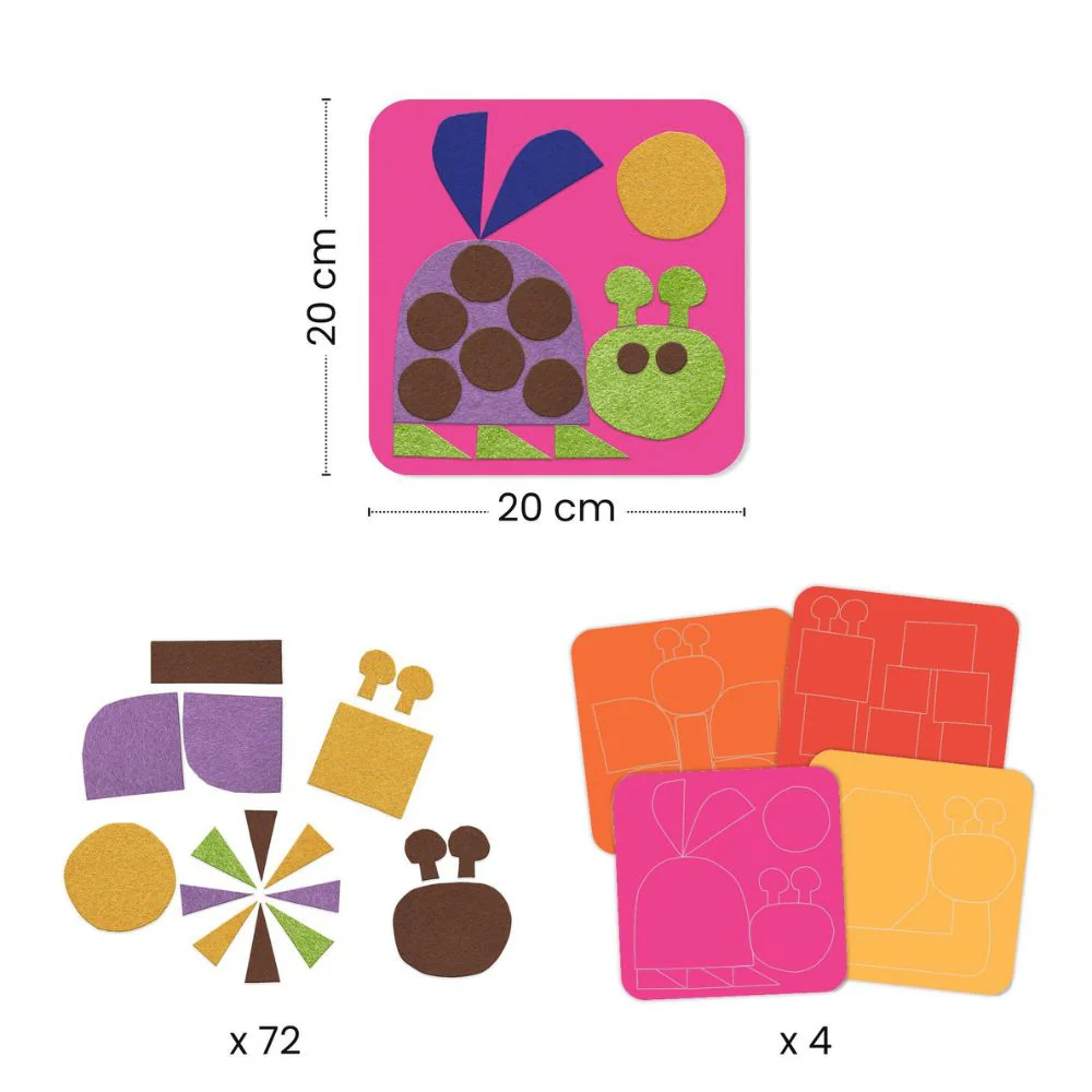 Djeco - Felt Pictures, Fuzzy Felt Animals - Binky