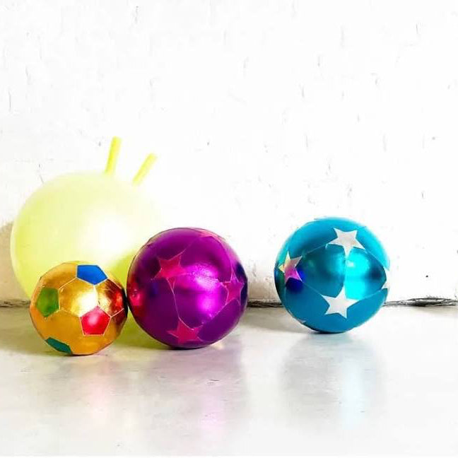 Blue ball with silver stars in fabric 30 cm