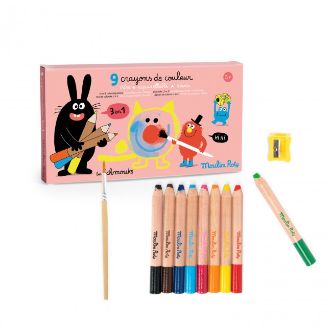 3-in-1 colouring pencils Les Schmouks - Binky