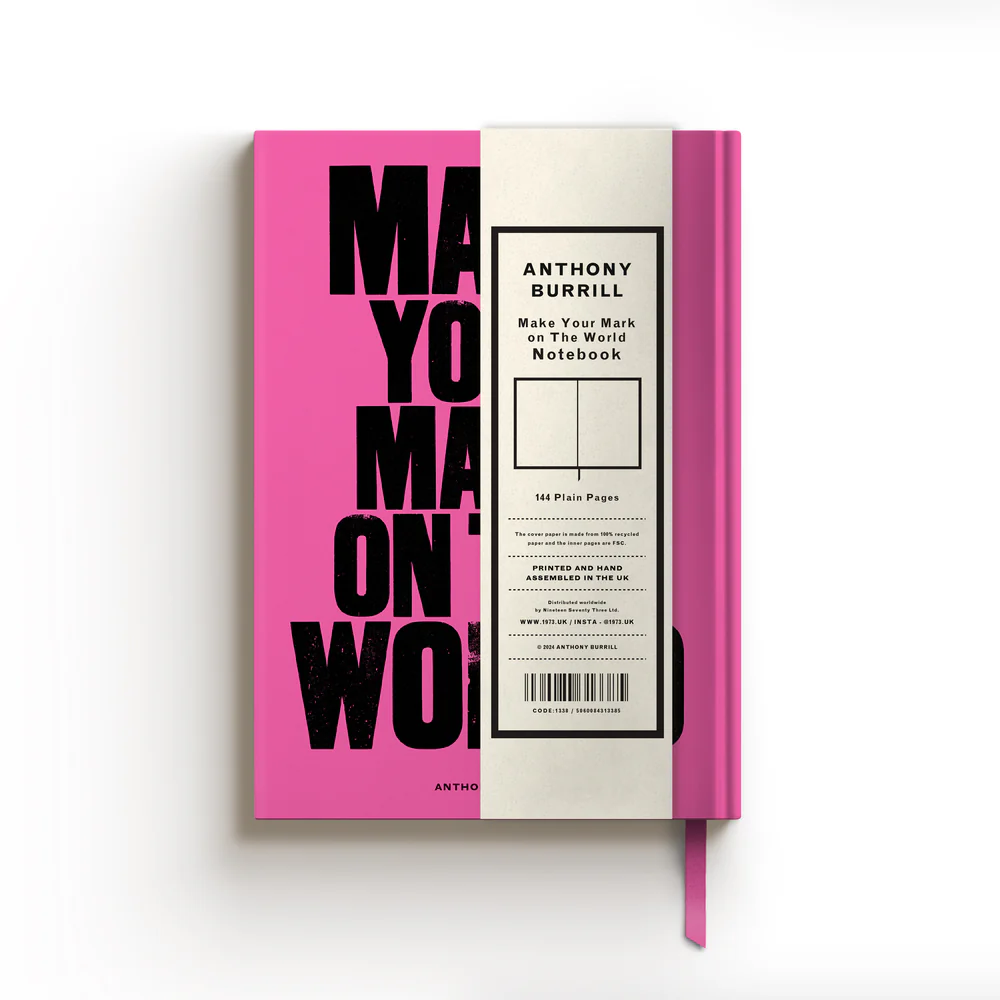 Make Your Mark on the World A5 Plain Notebook - Binky