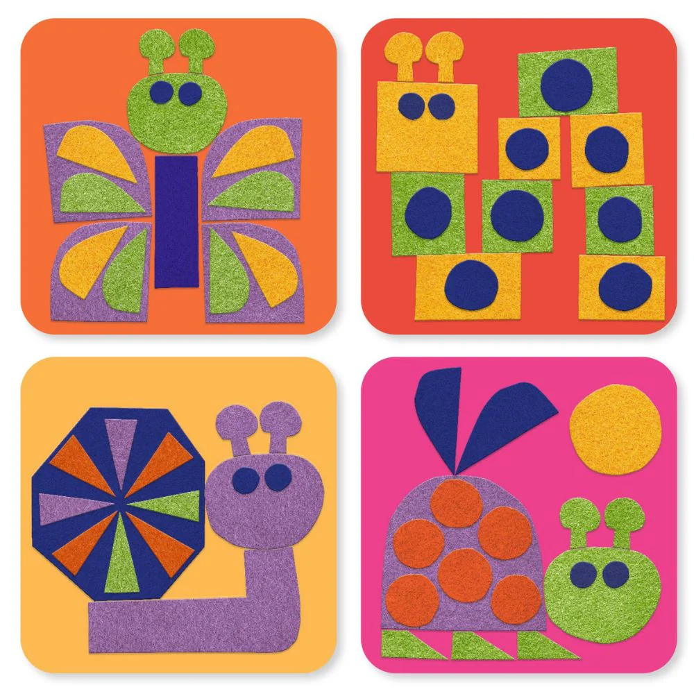 Djeco - Felt Pictures, Fuzzy Felt Animals - Binky
