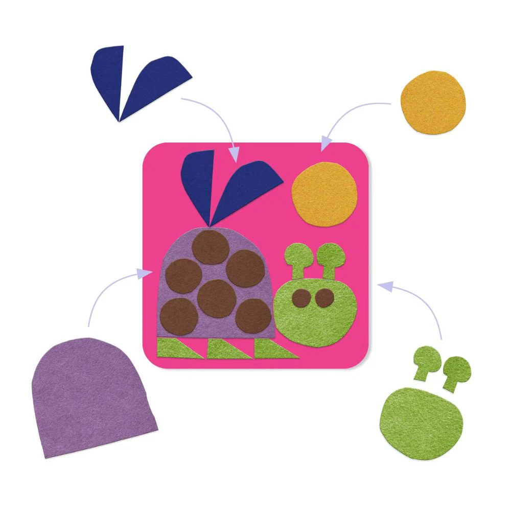 Djeco - Felt Pictures, Fuzzy Felt Animals - Binky