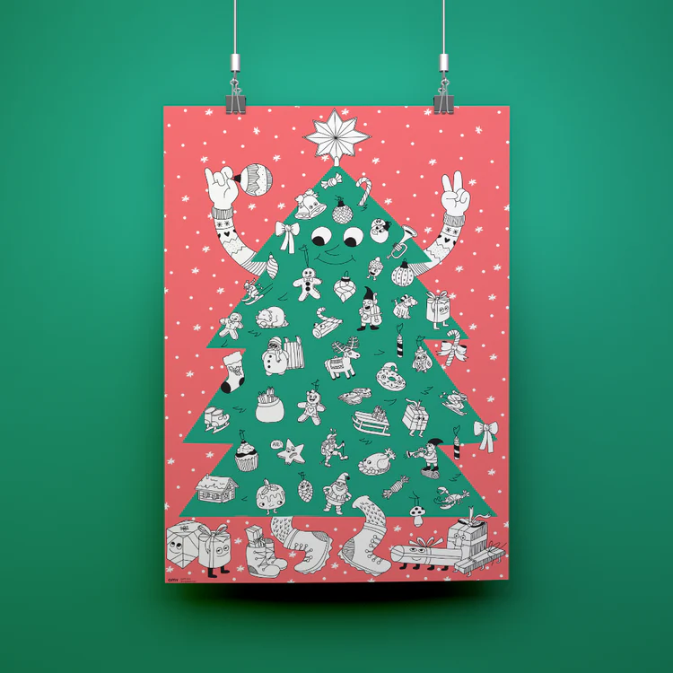 Giant Christmas tree poster with stickers - Binky