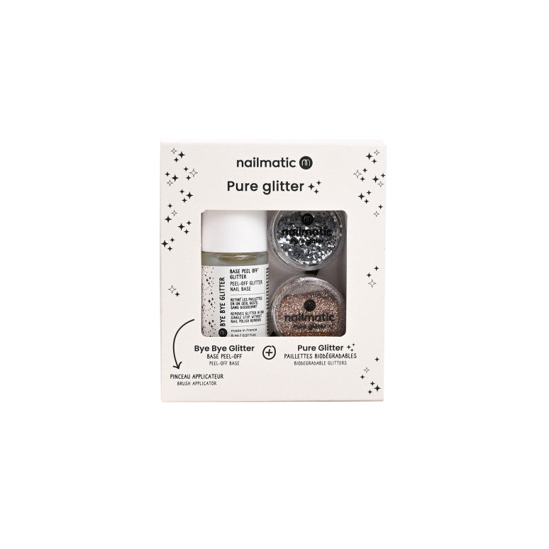 Nailmatic BYE BYE Glitter Set - Silver and Gold - Binky