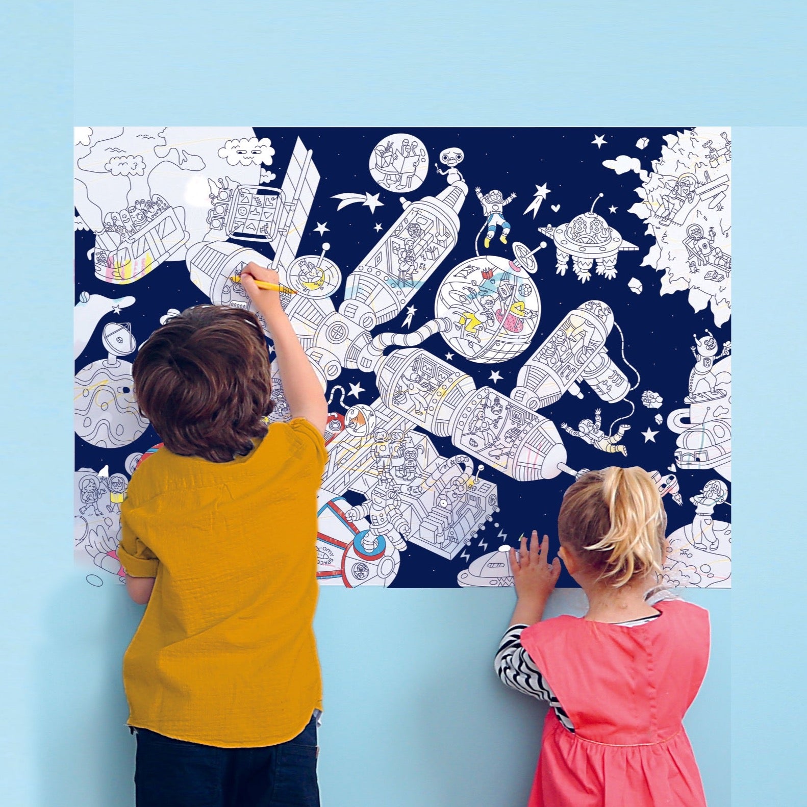 Space station colouring & sticker poster - Binky