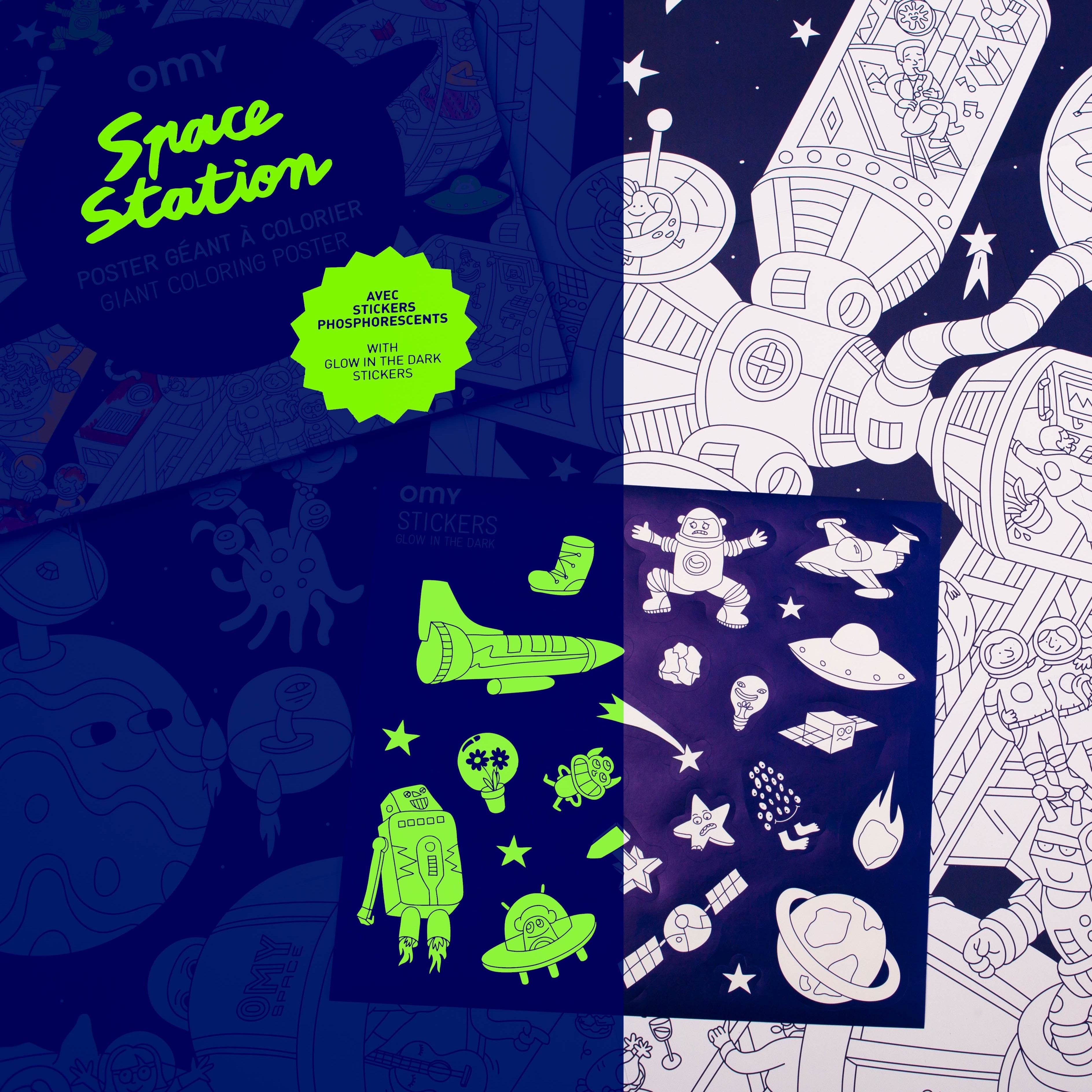 Space station colouring & sticker poster - Binky