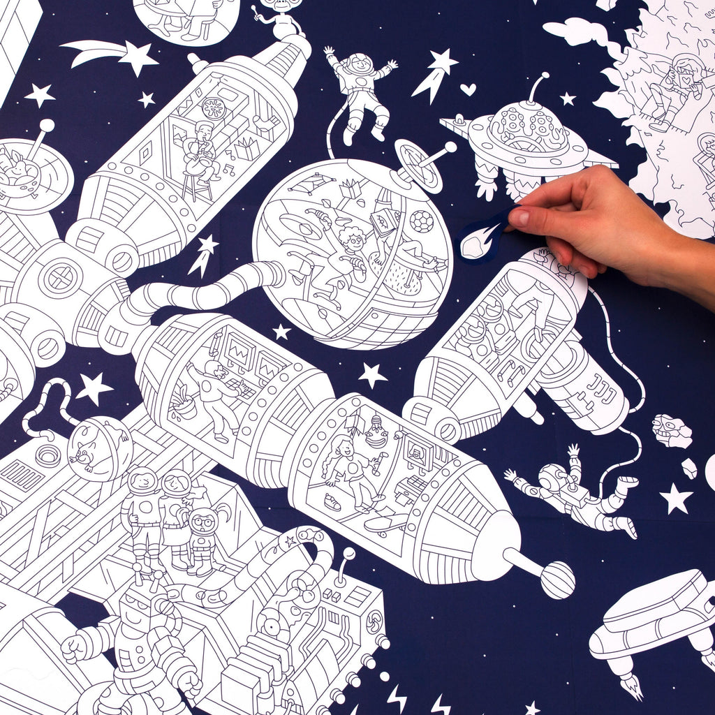 Space station colouring & sticker poster - Binky