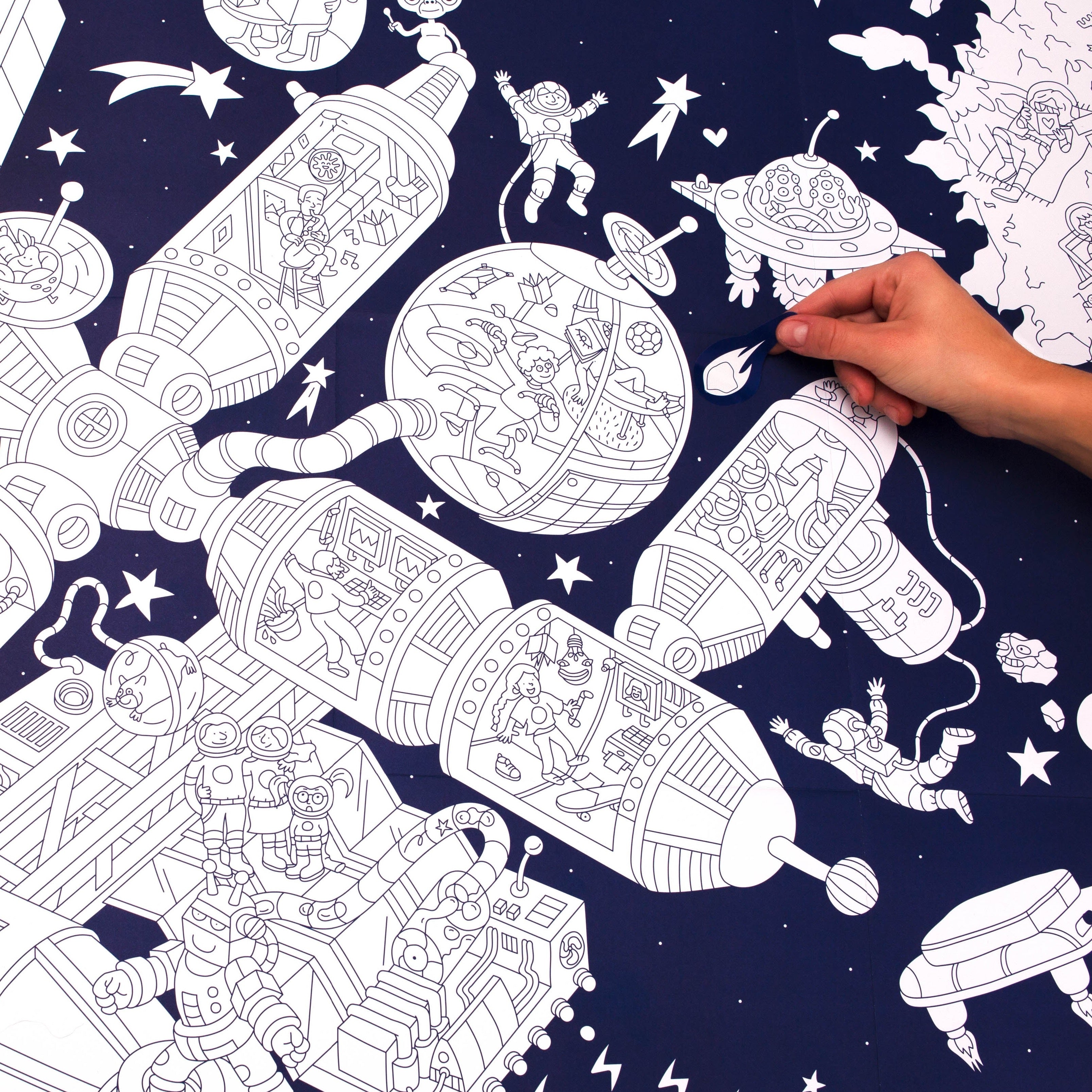 Space station colouring & sticker poster - Binky