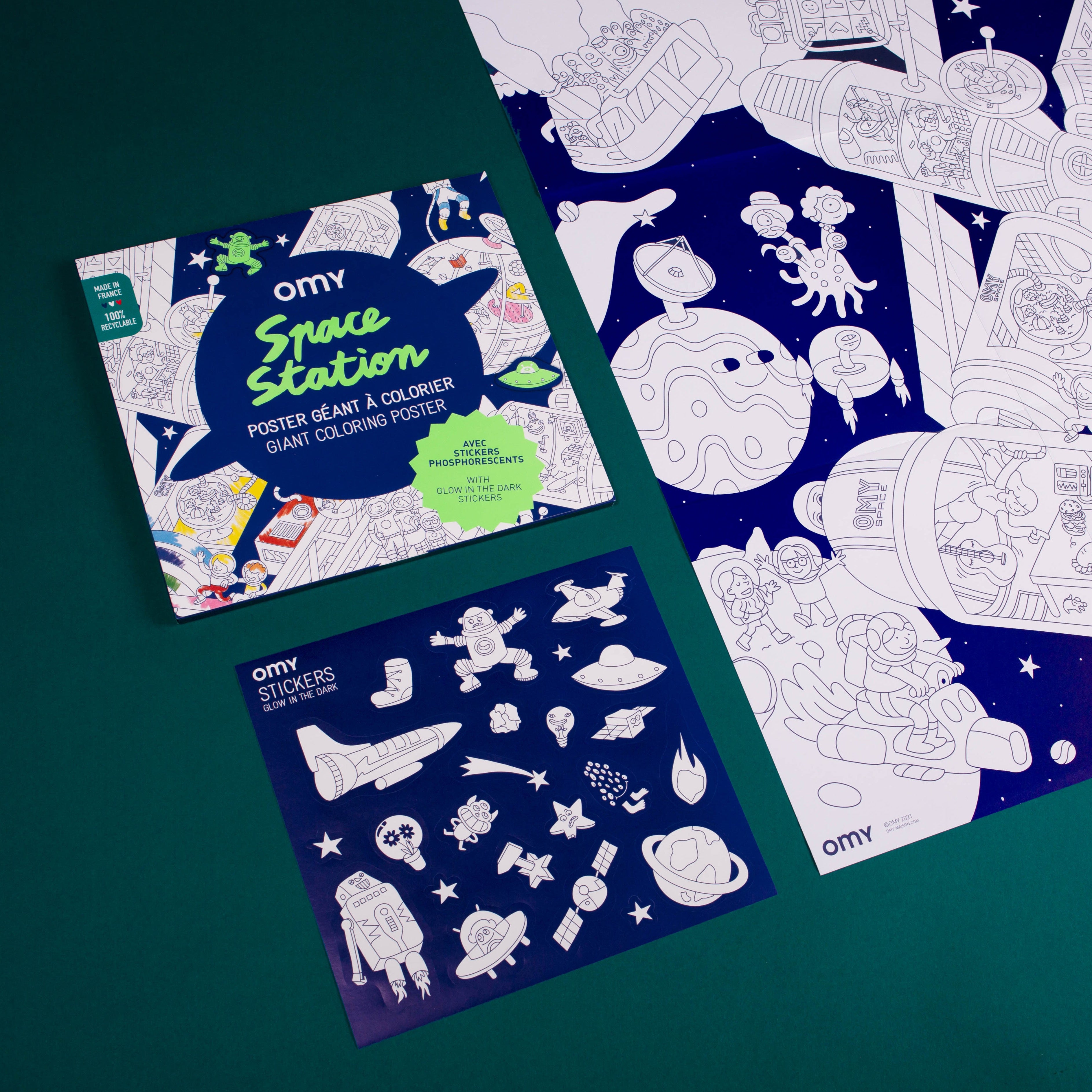 Space station colouring & sticker poster - Binky